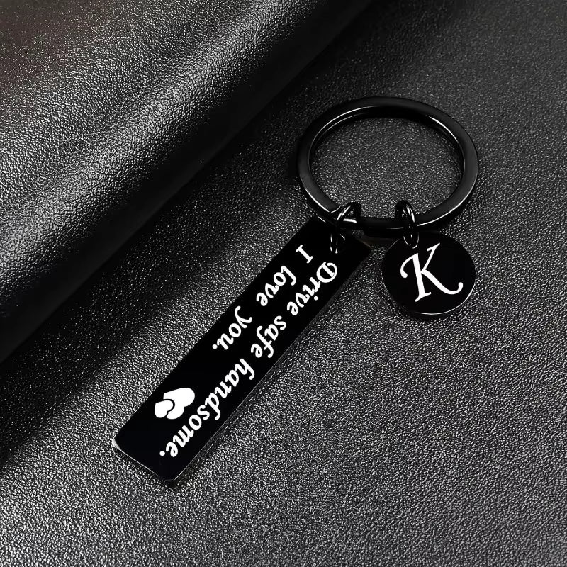 Drive Safe Keychain 26 Letters Key Chains Gifts for Boyfriend Couple Husband Dad Christmas Birthday Valentines Day Gifts