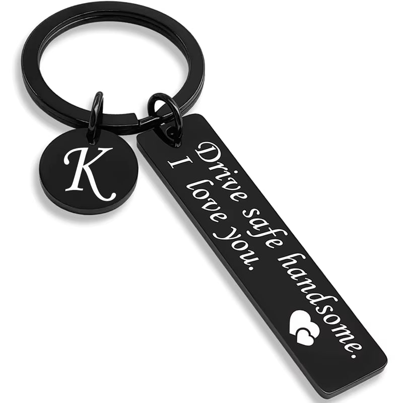 Drive Safe Keychain 26 Letters Key Chains Gifts for Boyfriend Couple Husband Dad Christmas Birthday Valentines Day Gifts