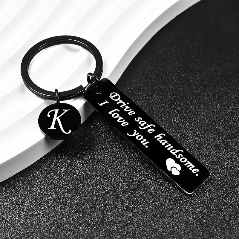 Drive Safe Keychain 26 Letters Key Chains Gifts for Boyfriend Couple Husband Dad Christmas Birthday Valentines Day Gifts