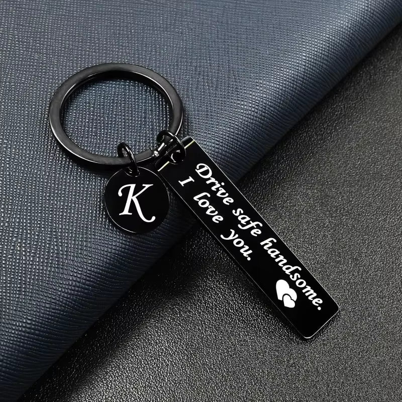 Drive Safe Keychain 26 Letters Key Chains Gifts for Boyfriend Couple Husband Dad Christmas Birthday Valentines Day Gifts